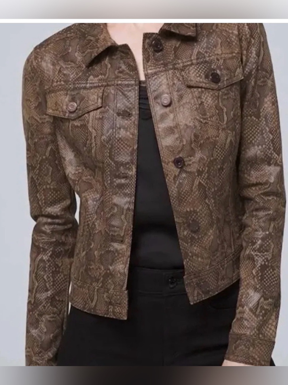 NWOT Coated Denim Snake Print Women's Jacket by WHBM
